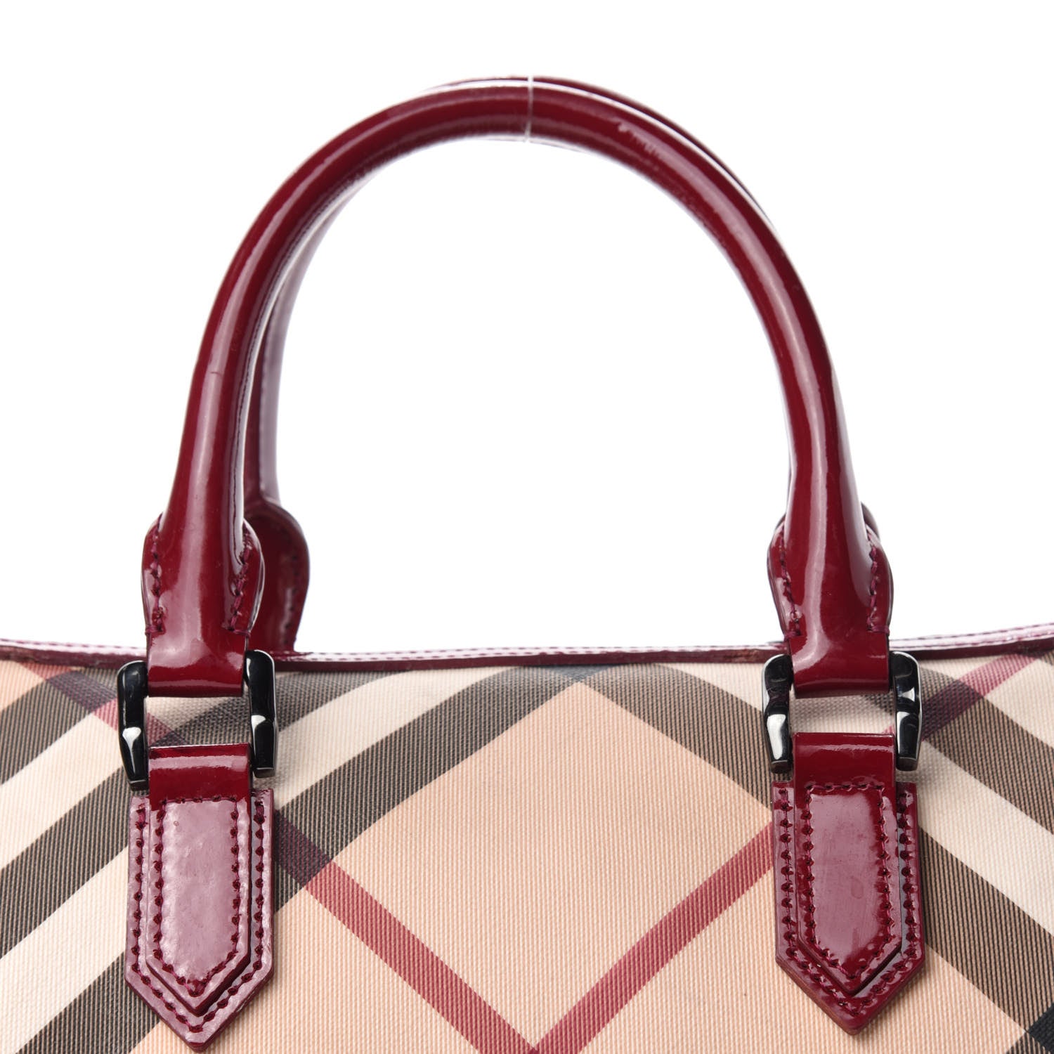 Burberry Patent Nova Check Chester Bowling Bag Raspberry Sorbet 15 of 15