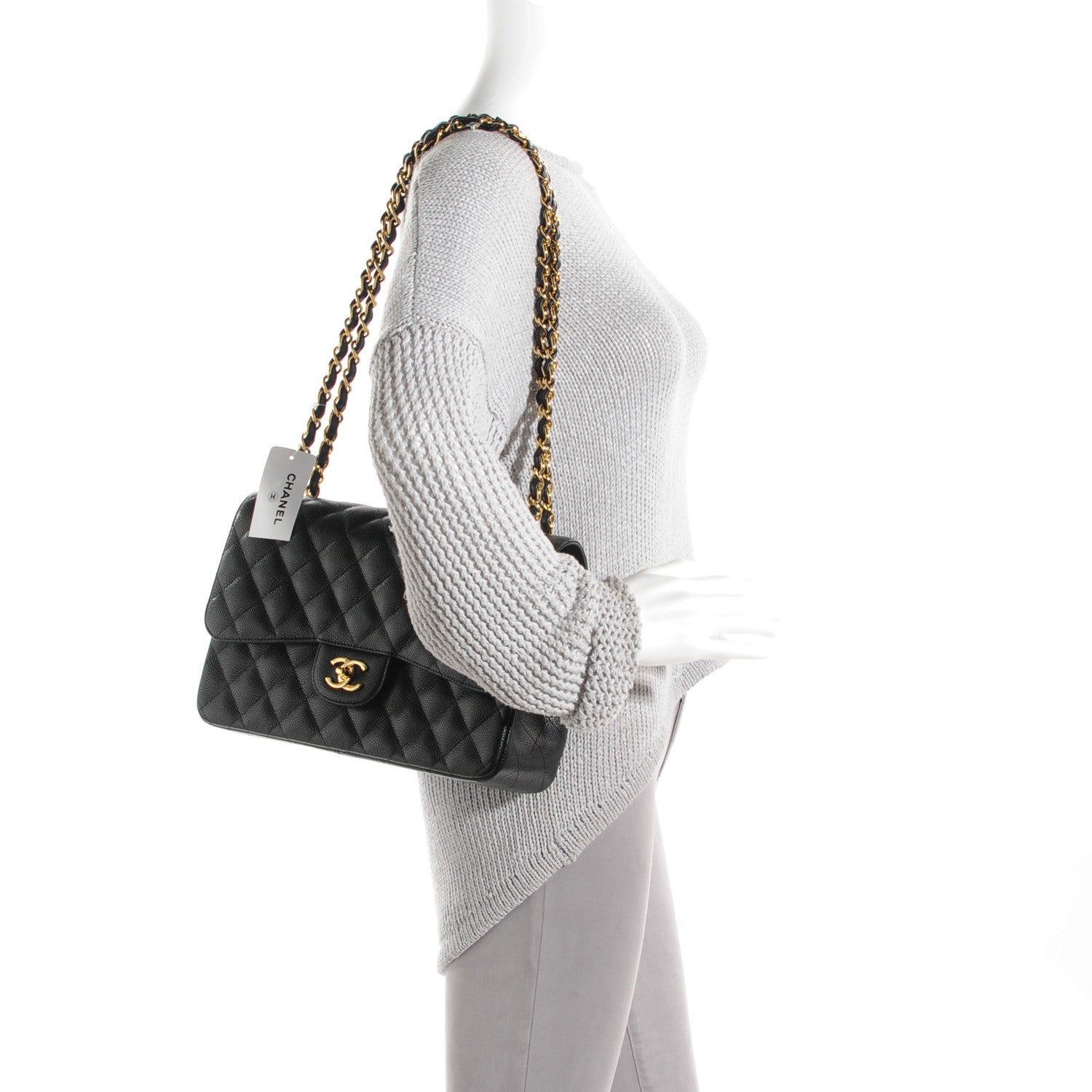 Chanel Caviar Quilted Jumbo Double Flap Black 2 of 9