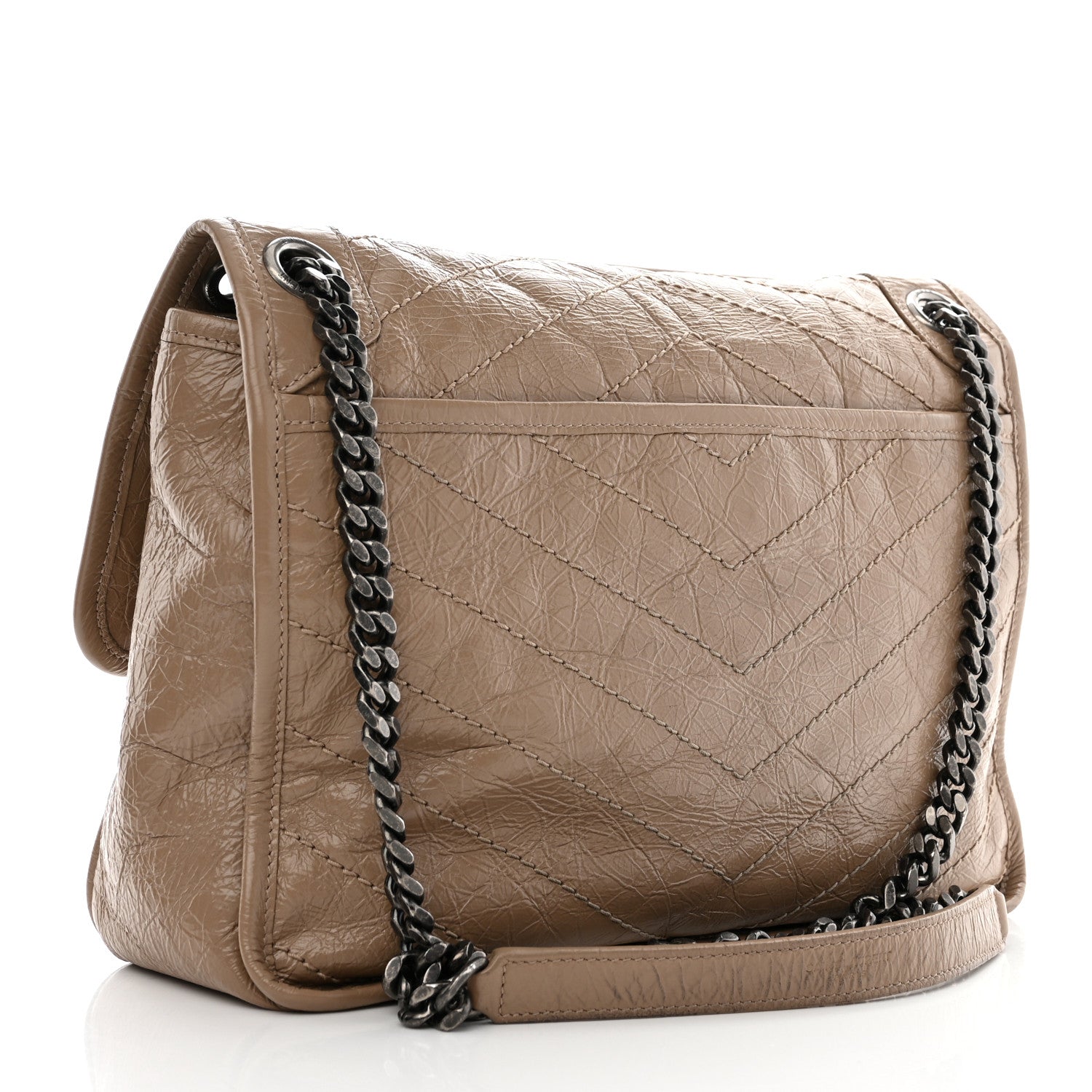 Saint Laurent Crinkled Calfskin Matelasse Monogram Medium Niki Chain Satchel Light Natural 3 of 10