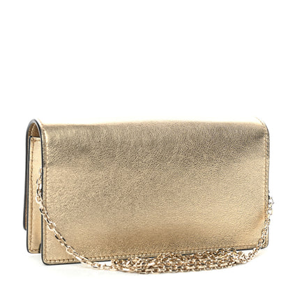 Valentino Garavani Metallic Calfskin Rockstud No Limit Wallet On Chain Gold 3 of 10