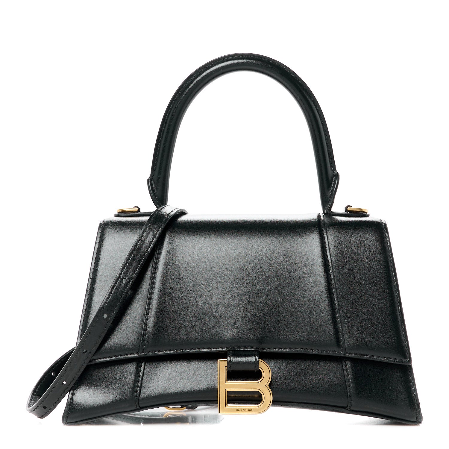 Balenciaga Shiny Box Calfskin Small Hourglass Top Handle Bag Black 1 of 14