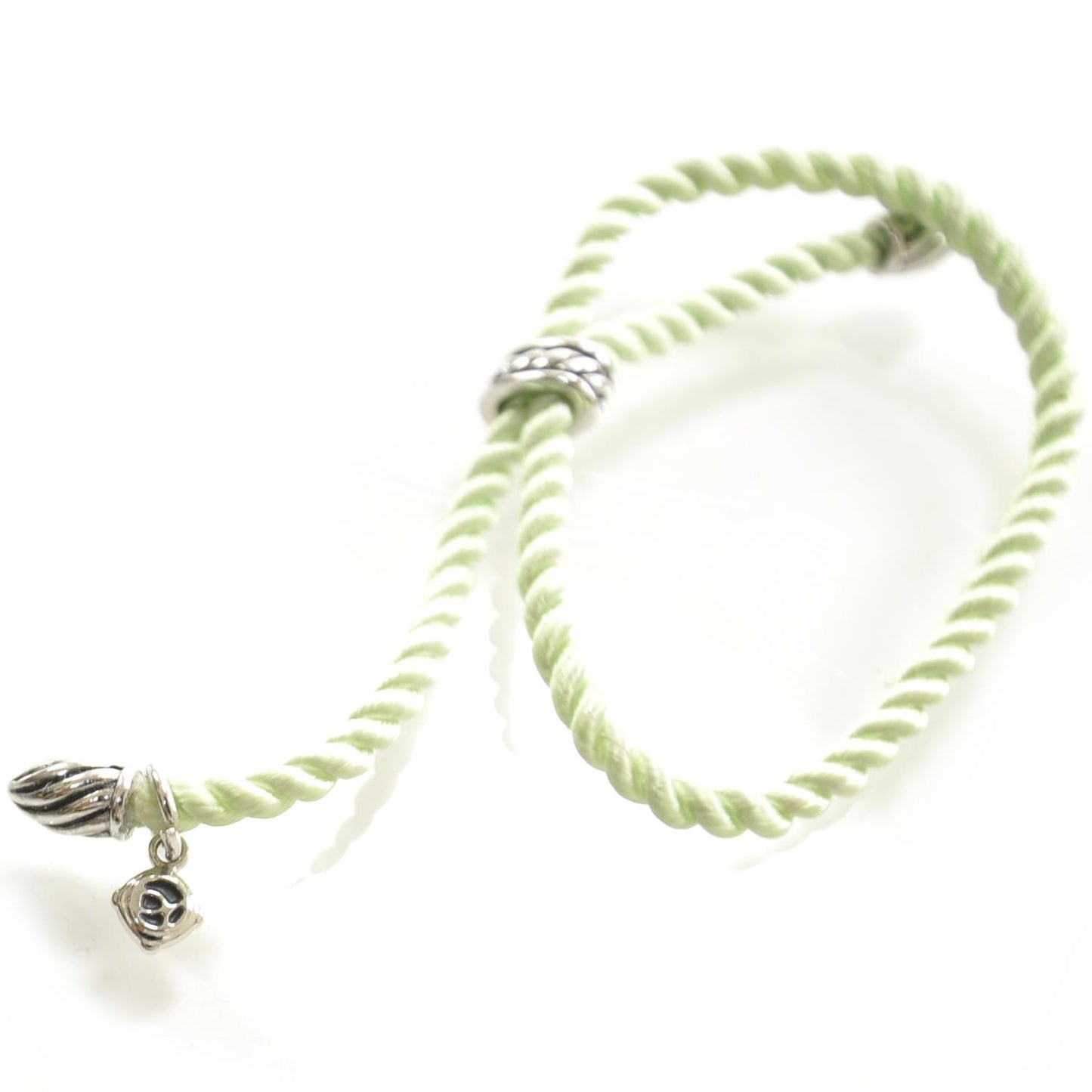 Sterling Silver and Silk Cord Bracelet Green