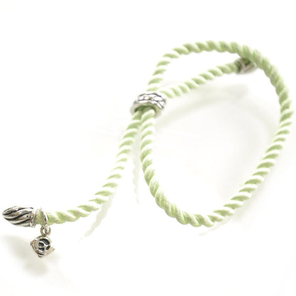 David Yurman Sterling Silver and Silk Cord Bracelet Green 5 of 5