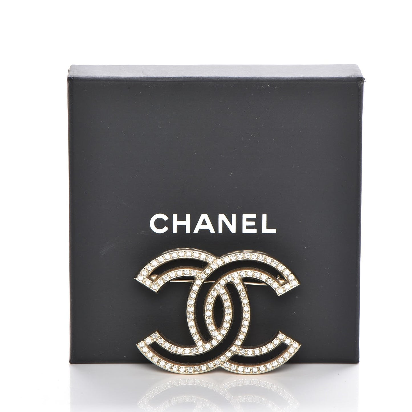 Crystal CC Brooch Gold