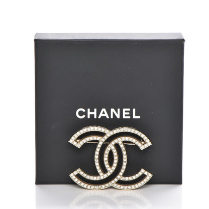 Chanel Crystal CC Brooch Gold 5 of 5
