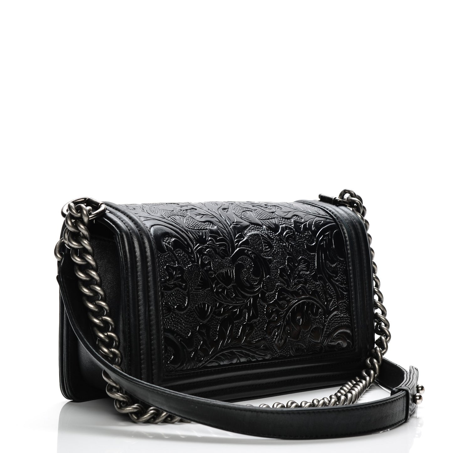 Calfskin Embossed Cordoba Medium Boy Flap Black