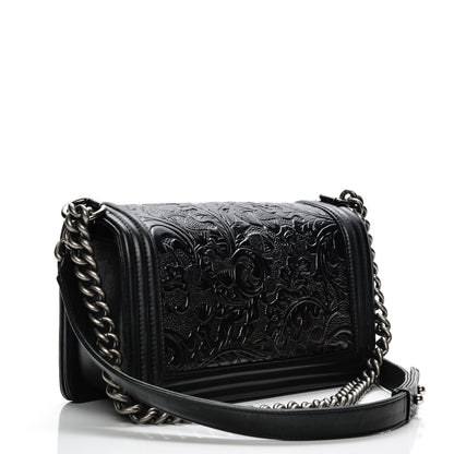 Chanel Calfskin Embossed Cordoba Medium Boy Flap Black 3 of 12