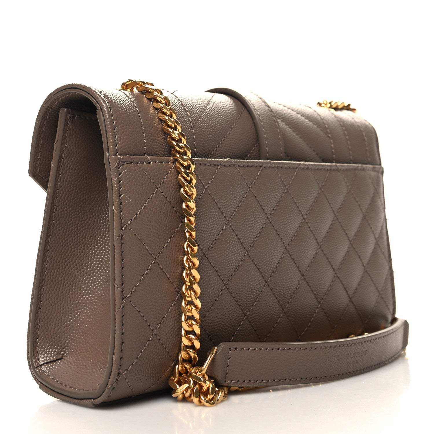Saint Laurent Grain De Poudre Textured Mixed Matelasse Triquilt Small Monogram Satchel Taupe 3 of 9