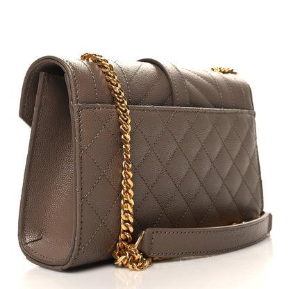 Saint Laurent Grain De Poudre Textured Mixed Matelasse Triquilt Small Monogram Satchel Taupe 3 of 9
