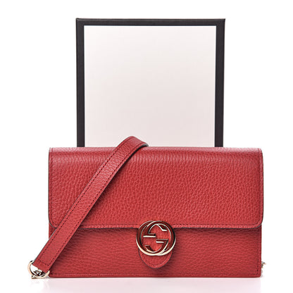 Gucci Dollar Calfskin Interlocking G Chain Wallet Red 10 of 10