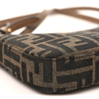 Fendi Fabric Jacquard Vitello Grace FF 1974 Baguette Pouch Tobacco Moro Sand 9 of 12