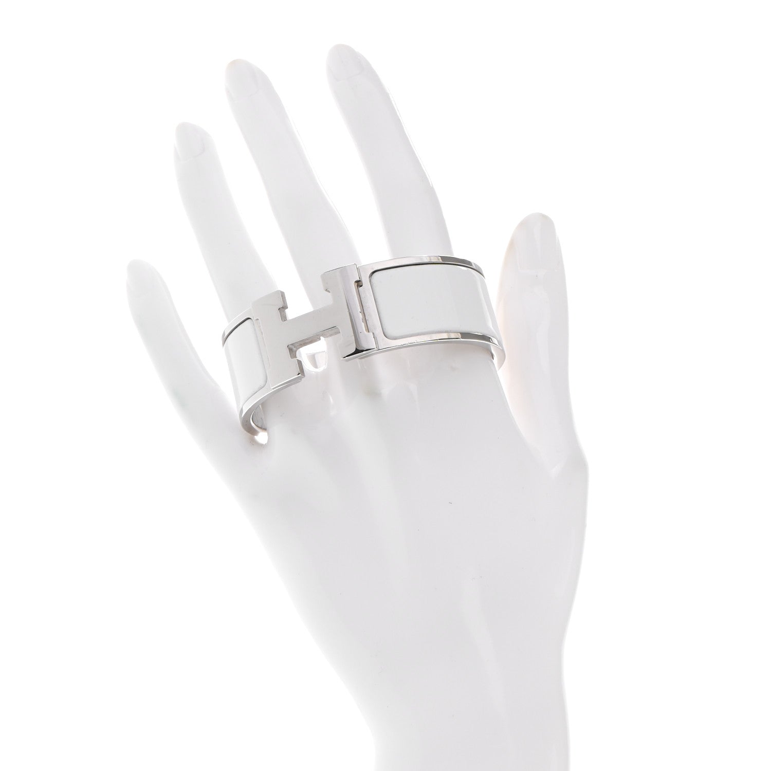 Hermes Enamel Wide Clic Clac H Bracelet PM White 2 of 5