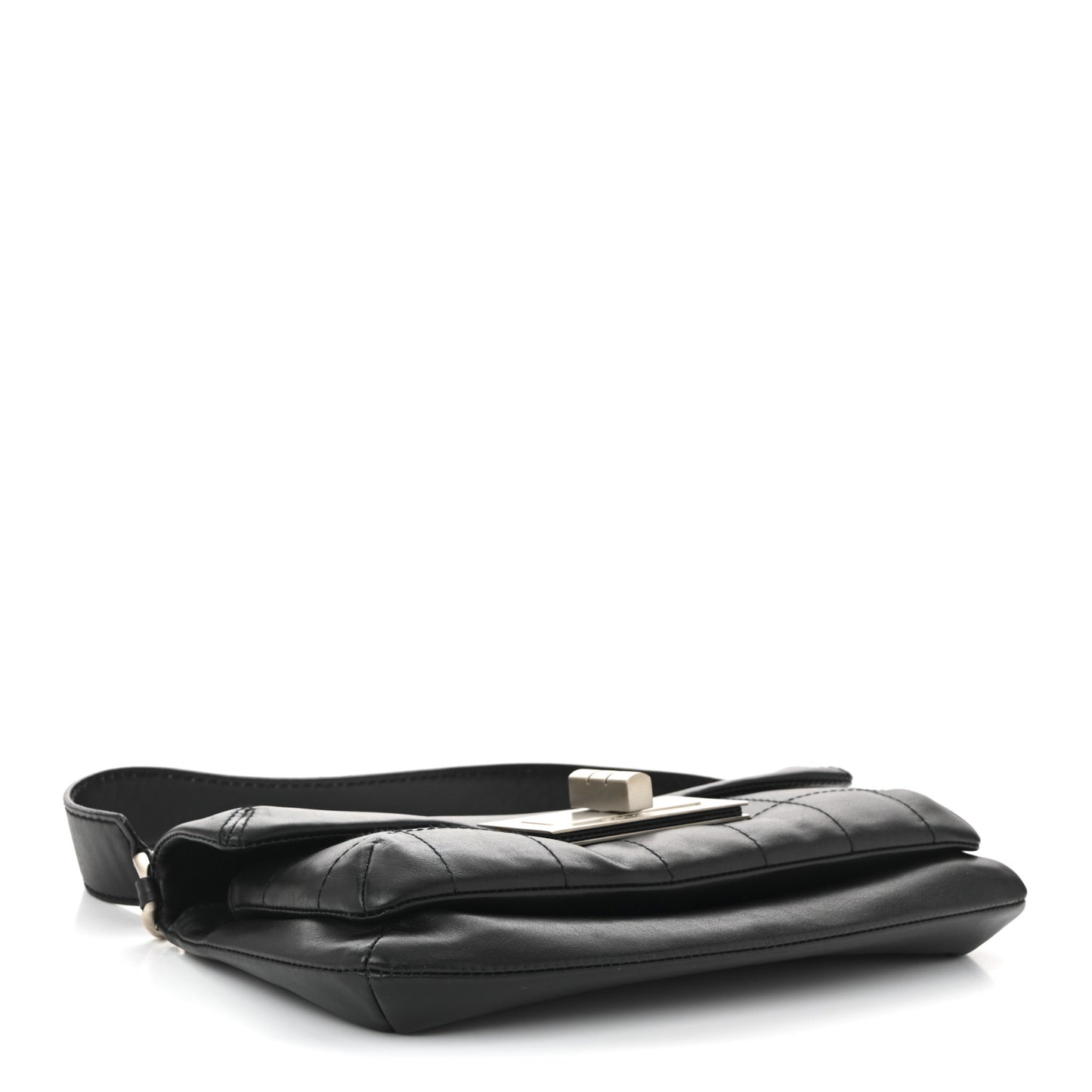 Calfskin Square Stitched Mademoiselle Shoulder Bag Black