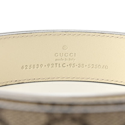 Gucci GG Supreme Monogram Matte Plutone Calfskin Double G 30mm Belt 95 38 Beige Ebony Mystic White 3 of 6