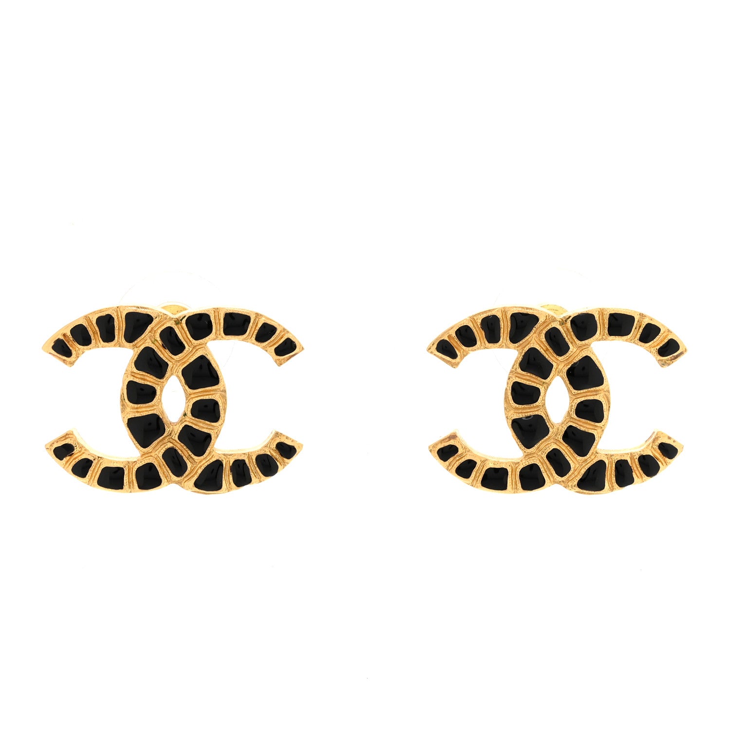 Chanel Resin Along The Nile CC Earrings Gold Black 1 of 4