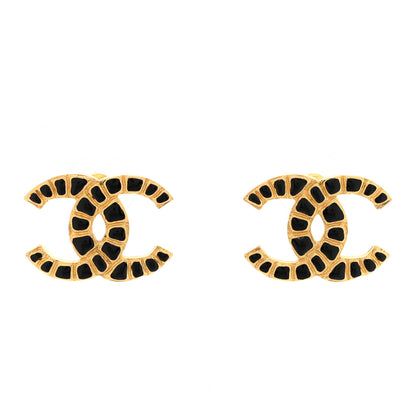 Chanel Resin Along The Nile CC Earrings Gold Black 1 of 4