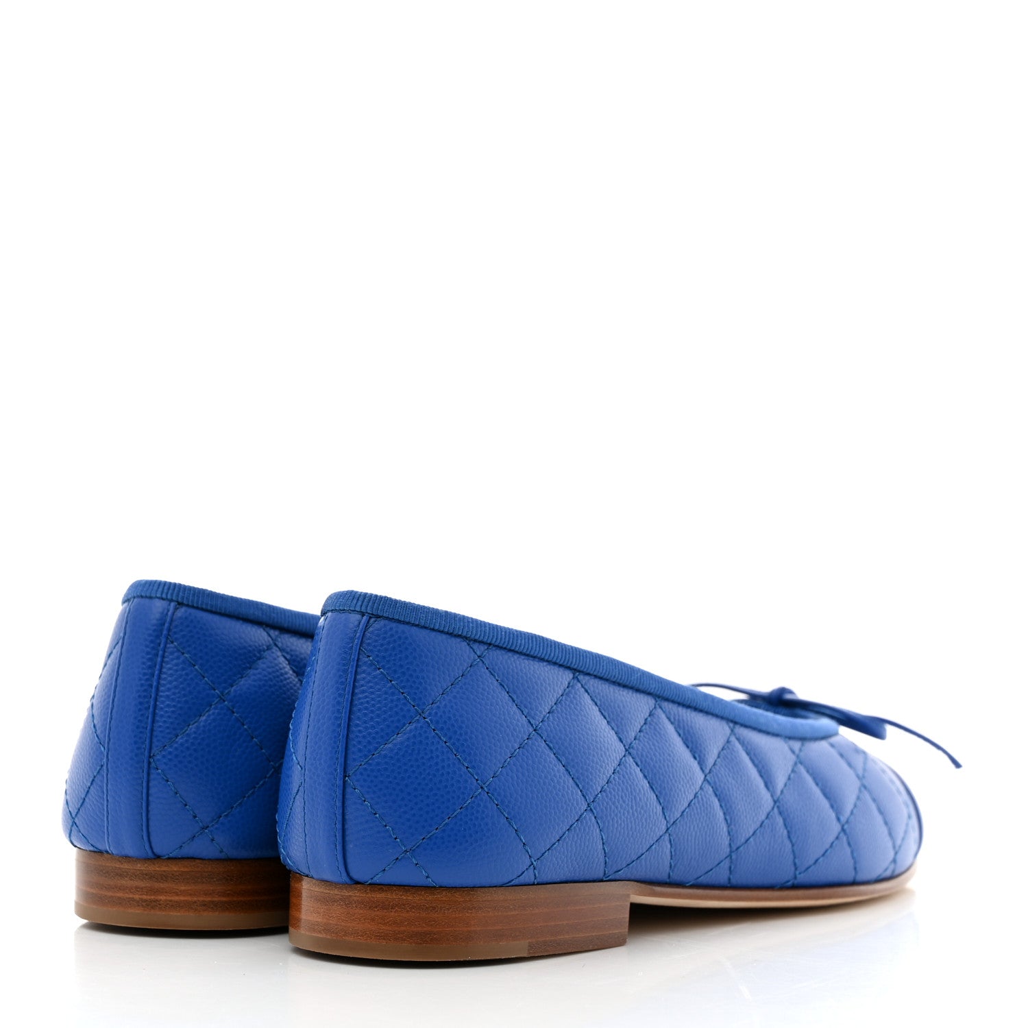 Chanel Caviar Quilted CC Cap Toe Ballerina Flats 36.5 Bright Blue 4 of 9
