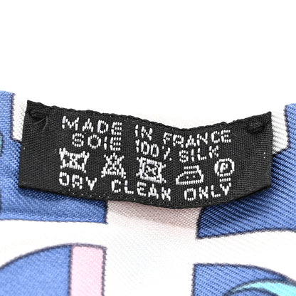 Hermes Silk Le Nombre D'Or Twilly Blue Jean Rose Pale Ciel 4 of 9