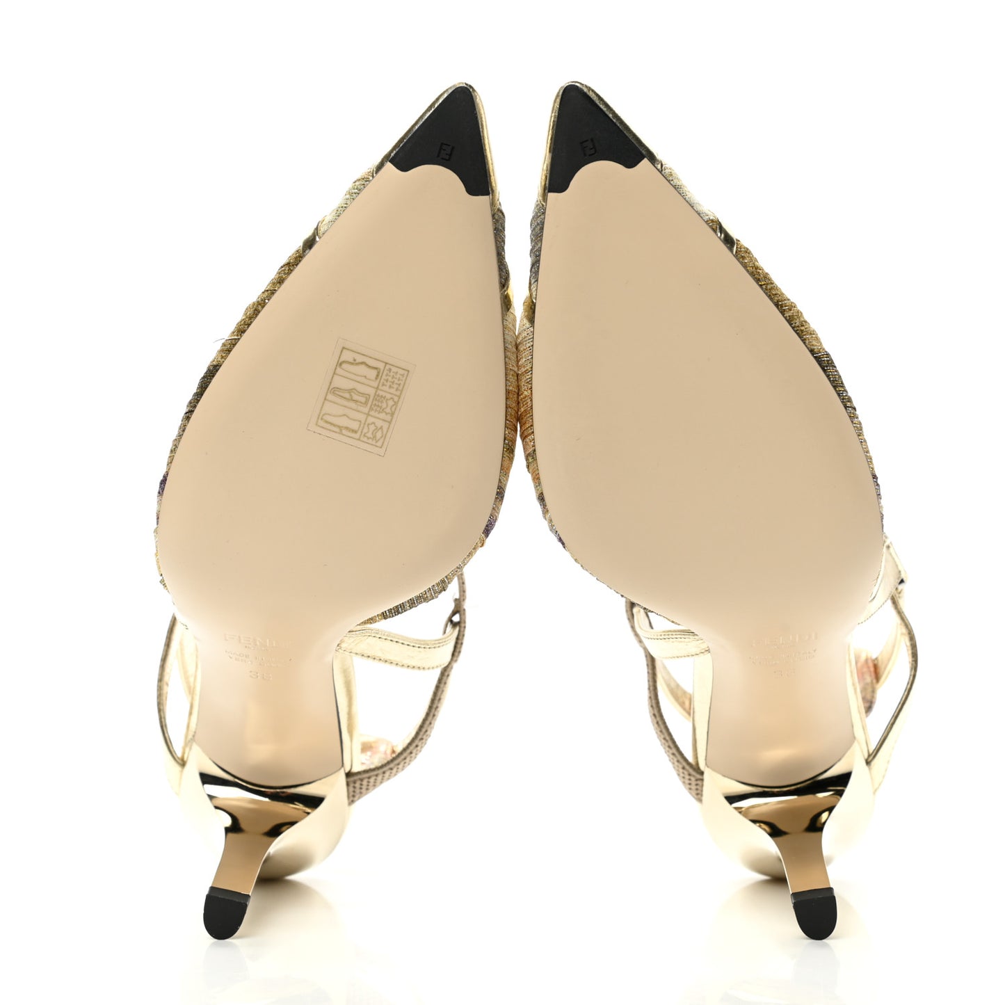 Laminated Fabric Nappa Colibri Lite 85mm Slingback Pumps 38 Gold Platino