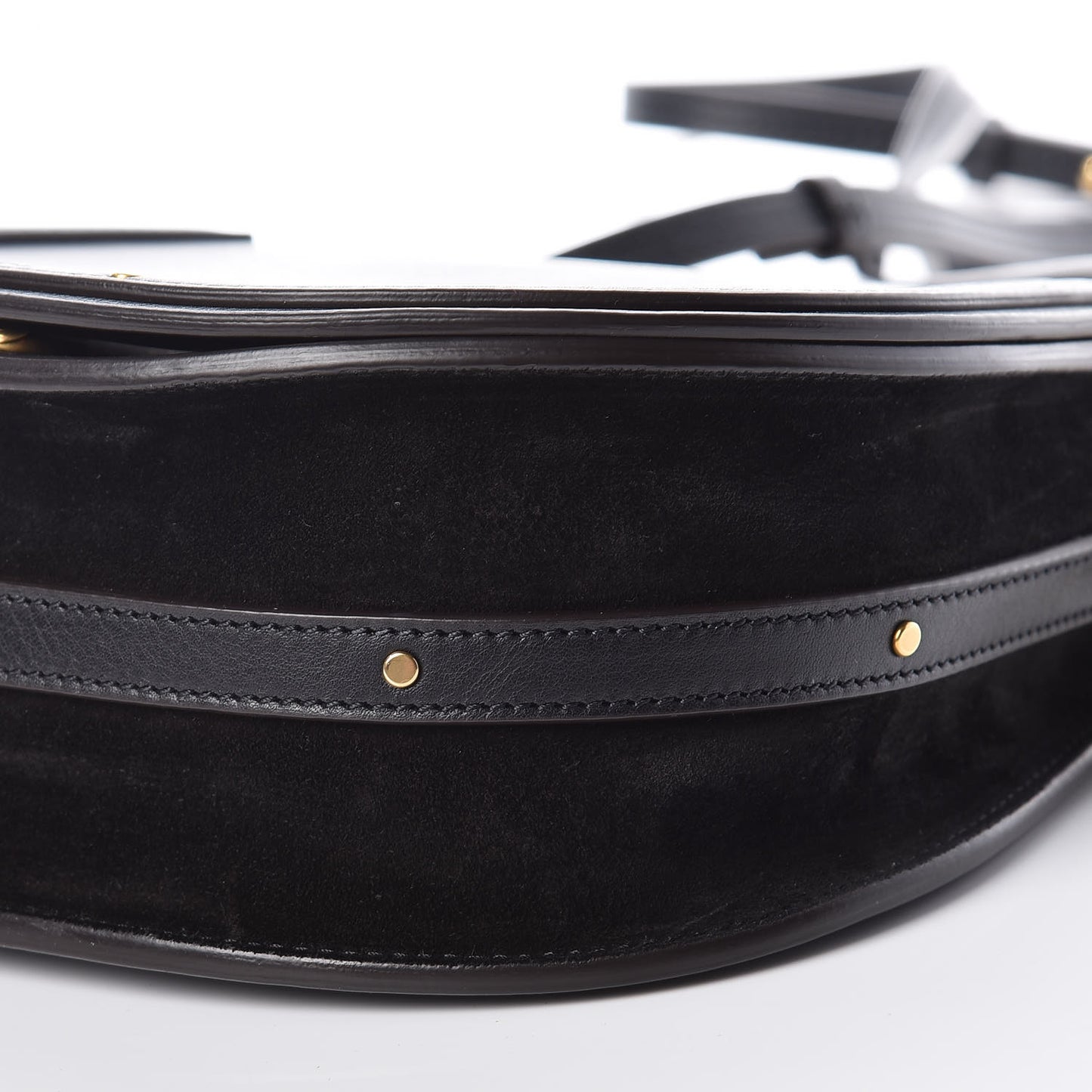 Calfskin Suede Medium Nile Bracelet Bag Black