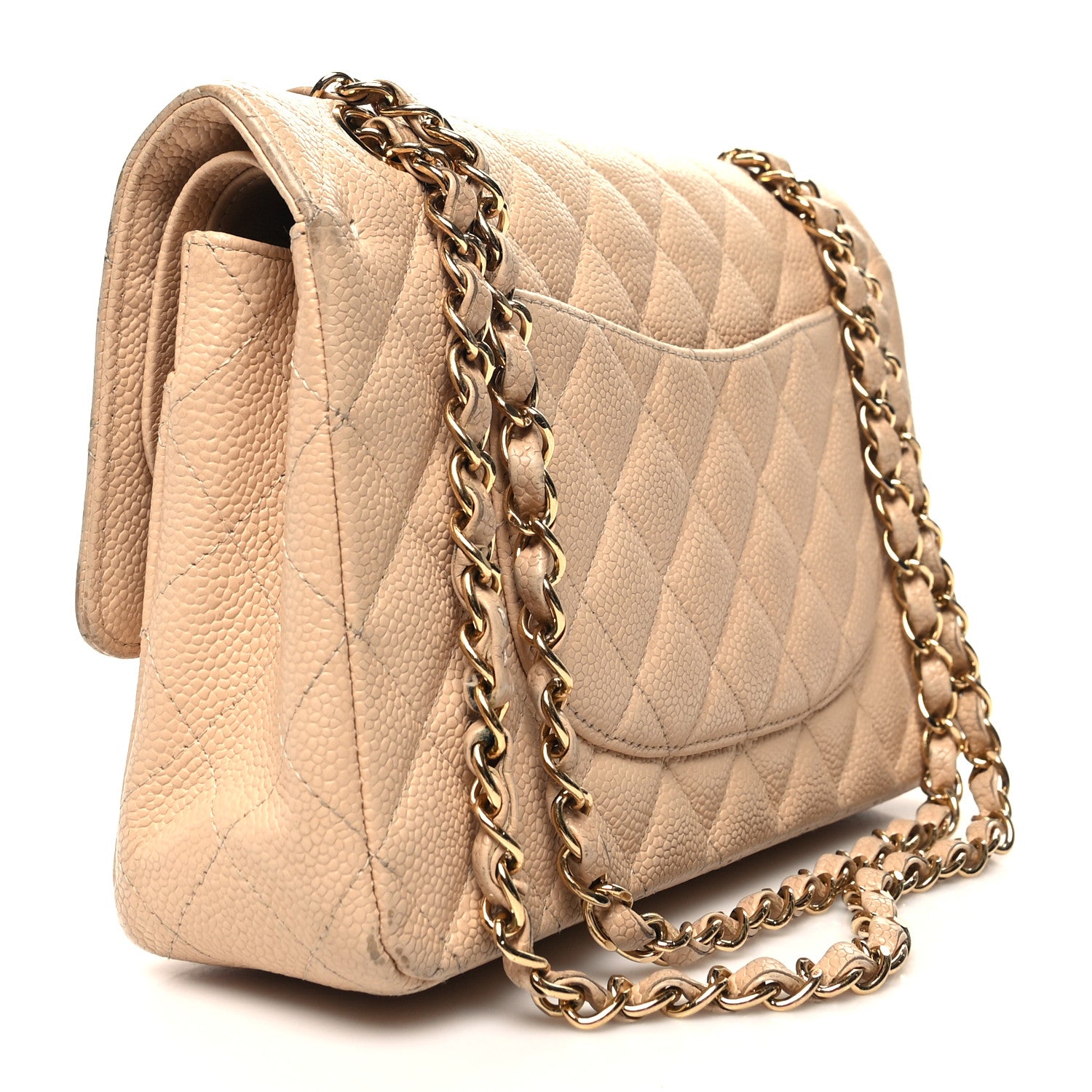 Chanel Caviar Quilted Medium Double Flap Beige 2 of 16