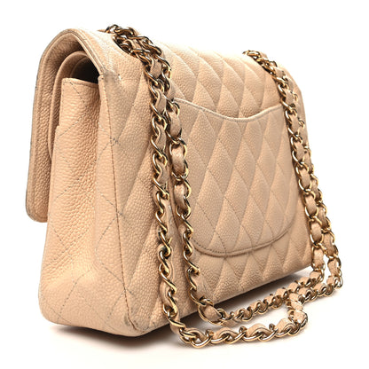 Chanel Caviar Quilted Medium Double Flap Beige 2 of 16