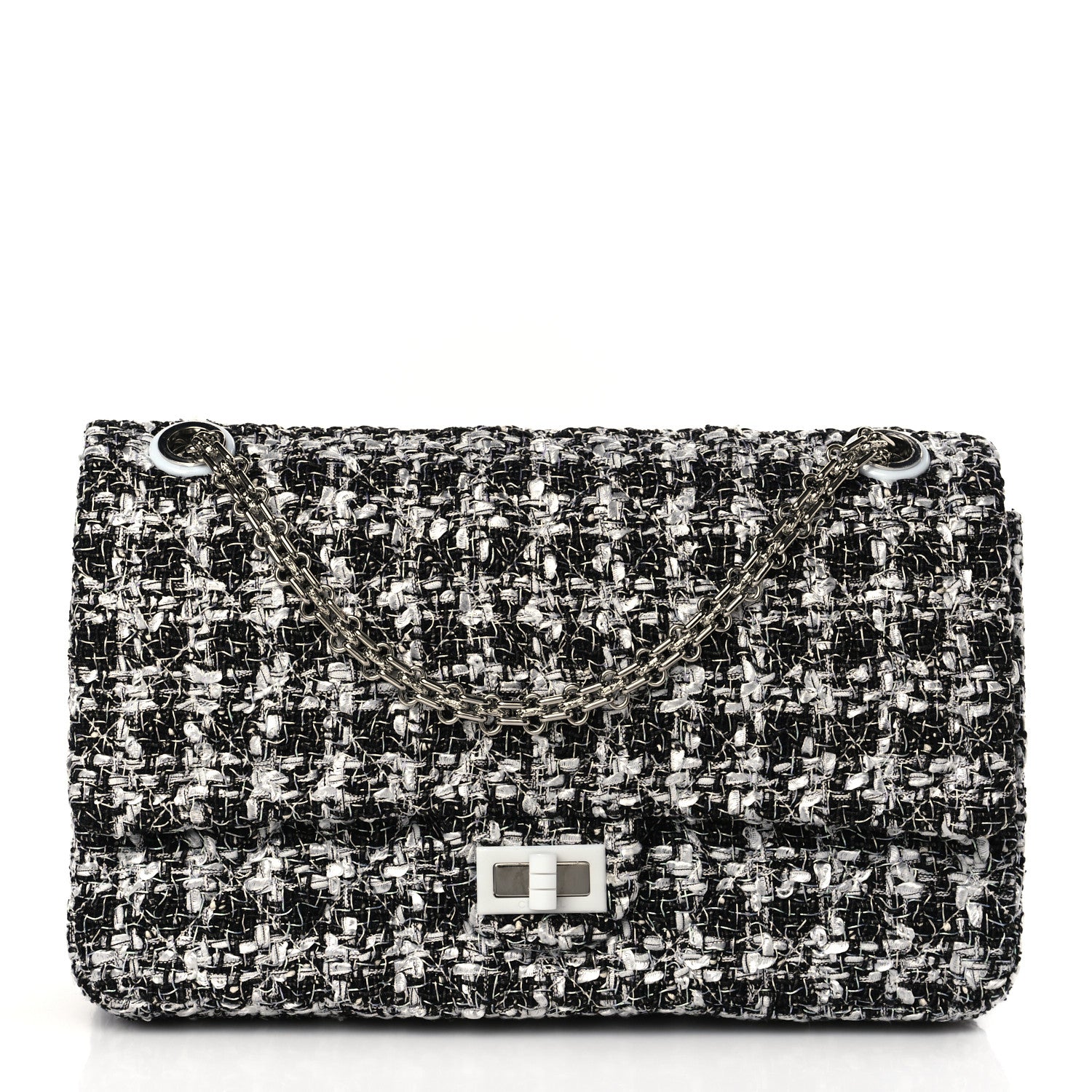 Chanel Tweed 2.55 Reissue 226 Flap Black White 1 of 8