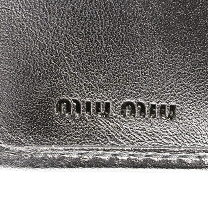 Miu Miu Metallic Nappa Matelasse Bi-Fold Compact Wallet Argento 6 of 9