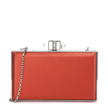 Judith Leiber Satin Crystal Frame Coffered Evening Clutch Red 1 of 9