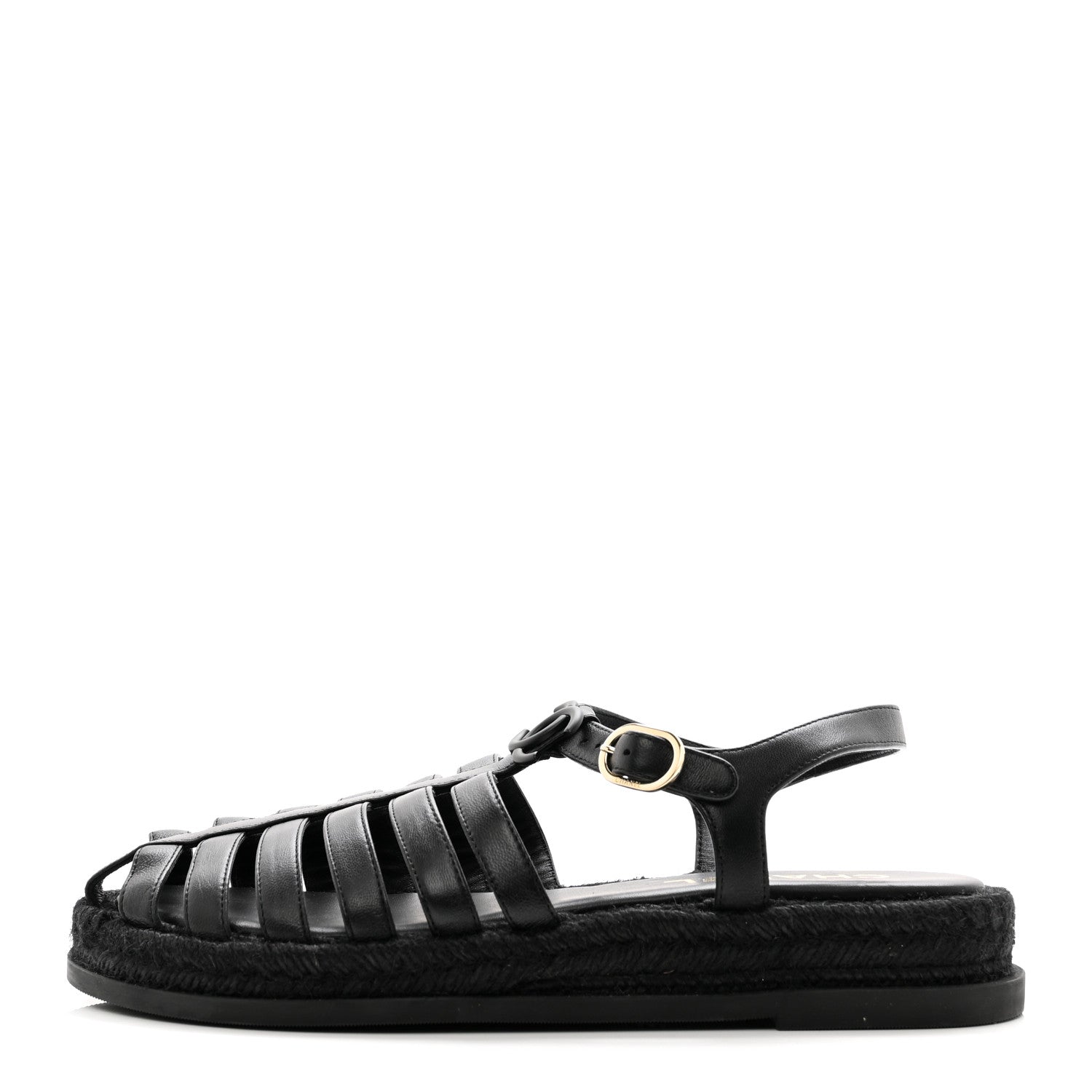 Chanel Lambskin Espadrille Sandals 40 Black 1 of 8