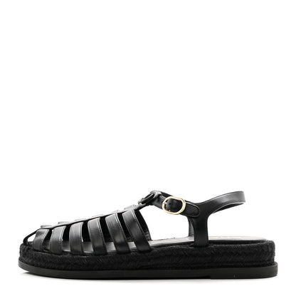 Chanel Lambskin Espadrille Sandals 40 Black 1 of 8