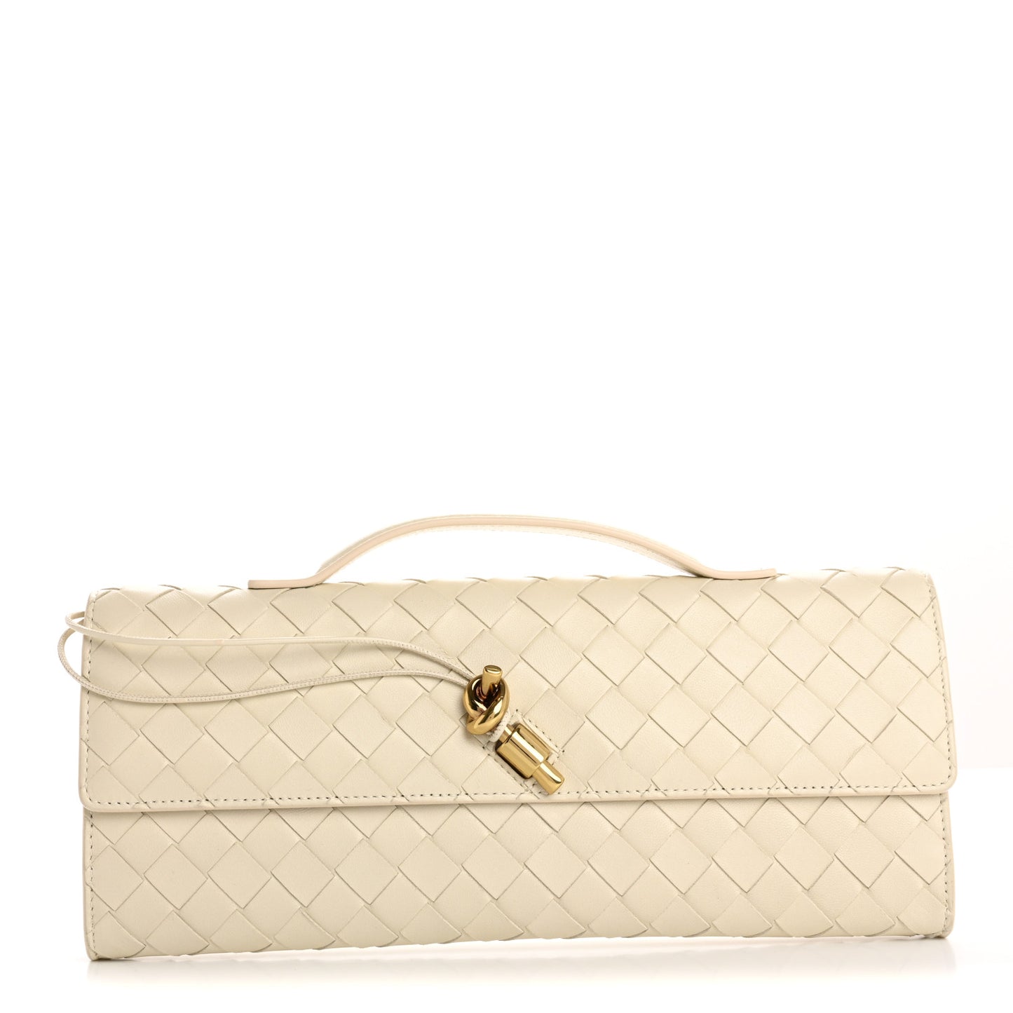 Nappa Intrecciato Long Andiamo Top Handle Clutch Sea Salt