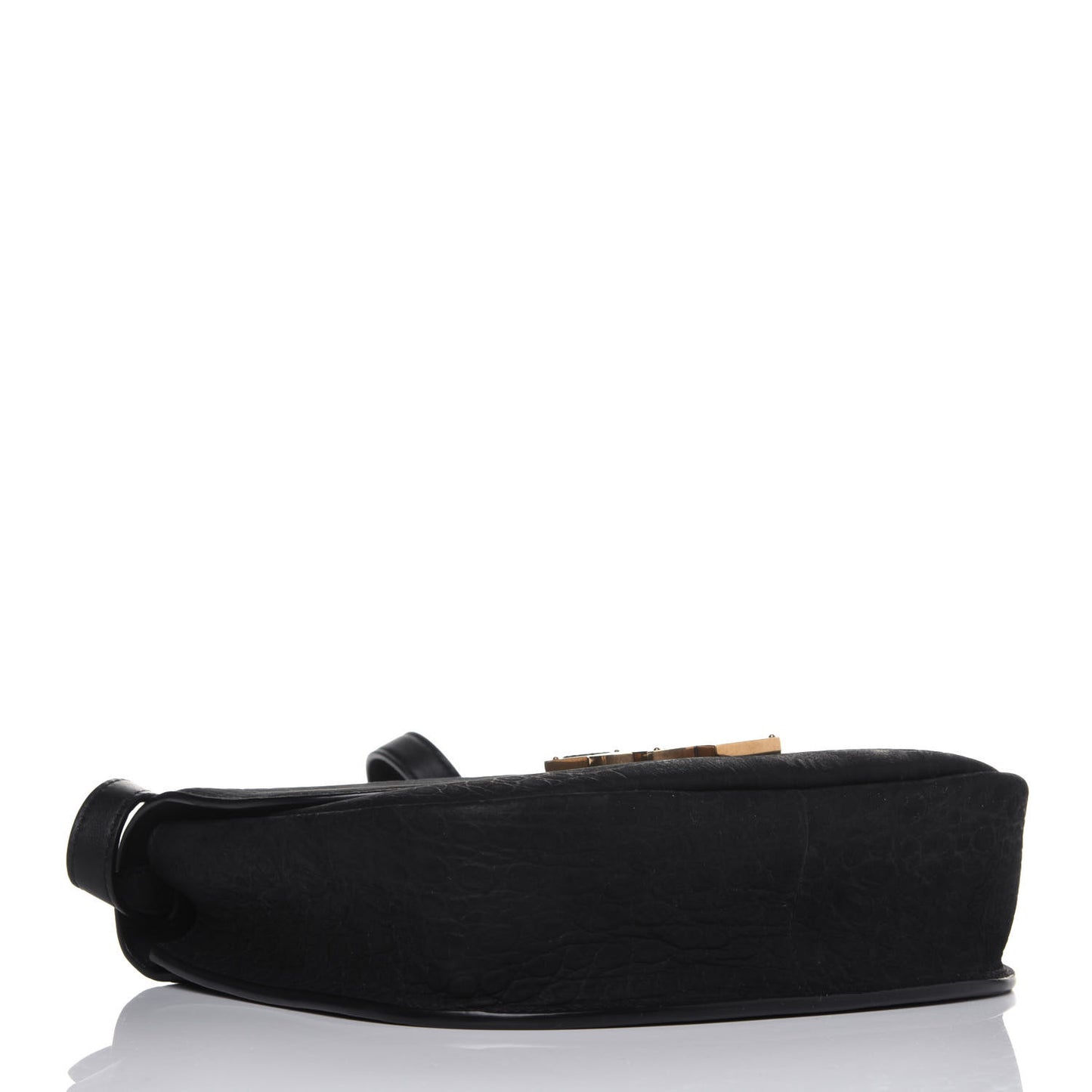 Crocodile Embossed Monogram Nubuck Medium Kaia Satchel Black