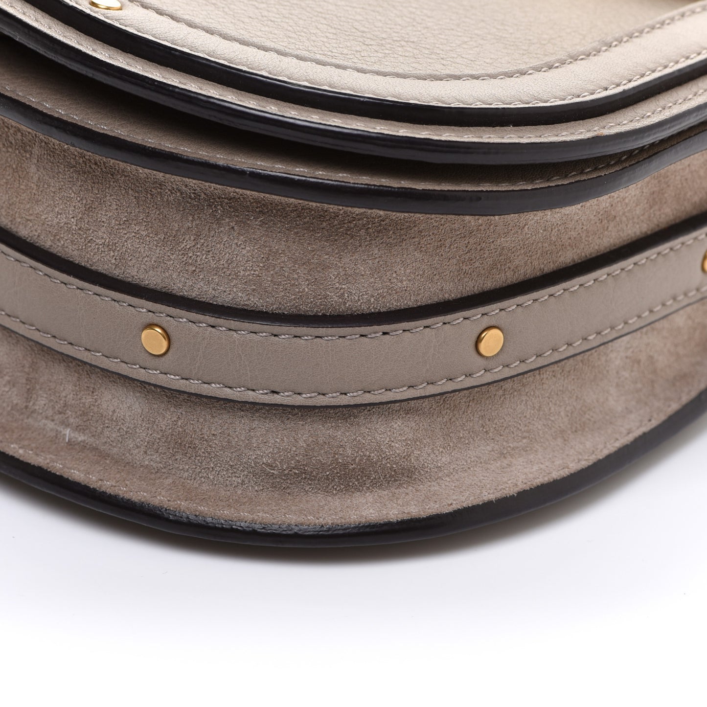 Calfskin Suede Small Nile Bracelet Bag Motty Grey