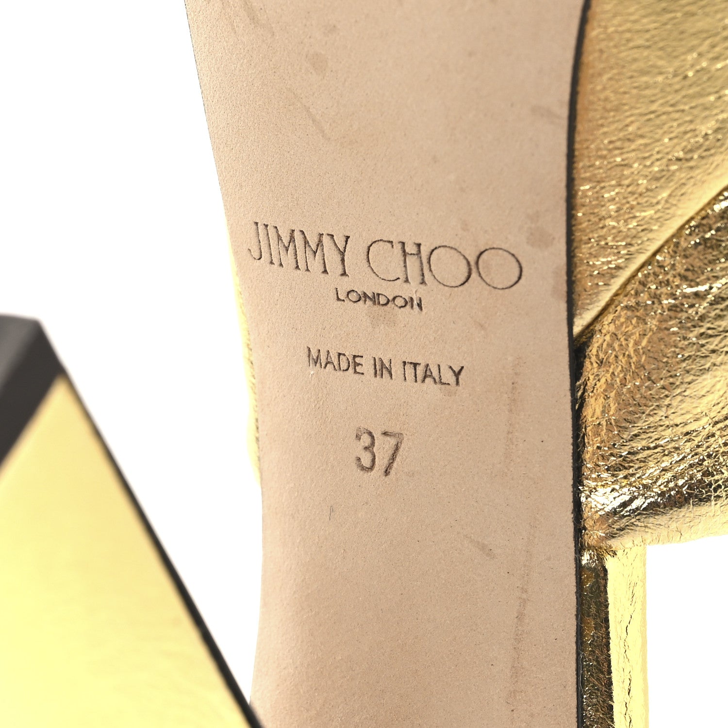 Jimmy Choo Metallic Calfskin Heloise Ankle Strap 120mm Platform Sandals 37 Gold 7 of 13