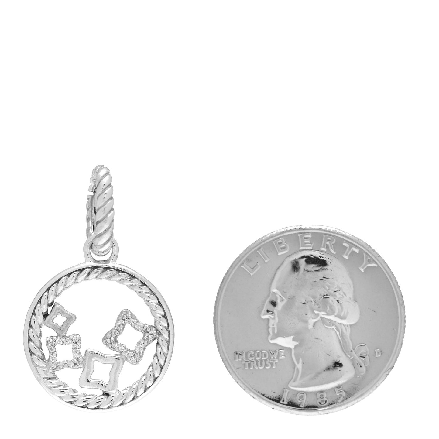 Sterling Silver Diamond Small Quatrefoil Pendant