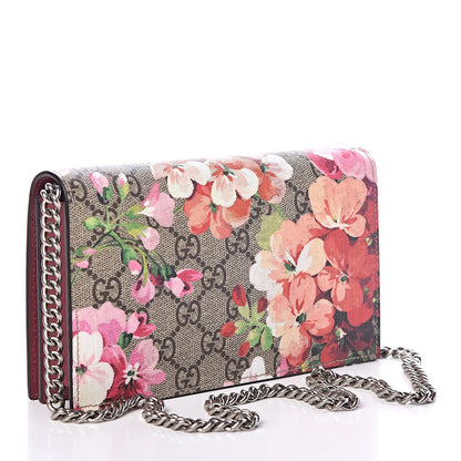 Gucci GG Supreme Monogram Blooms Chain Wallet Beige Multicolor Dry Rose 3 of 9