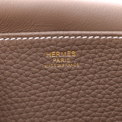Hermes Taurillon Clemence Halzan 25  Etoupe 6 of 10
