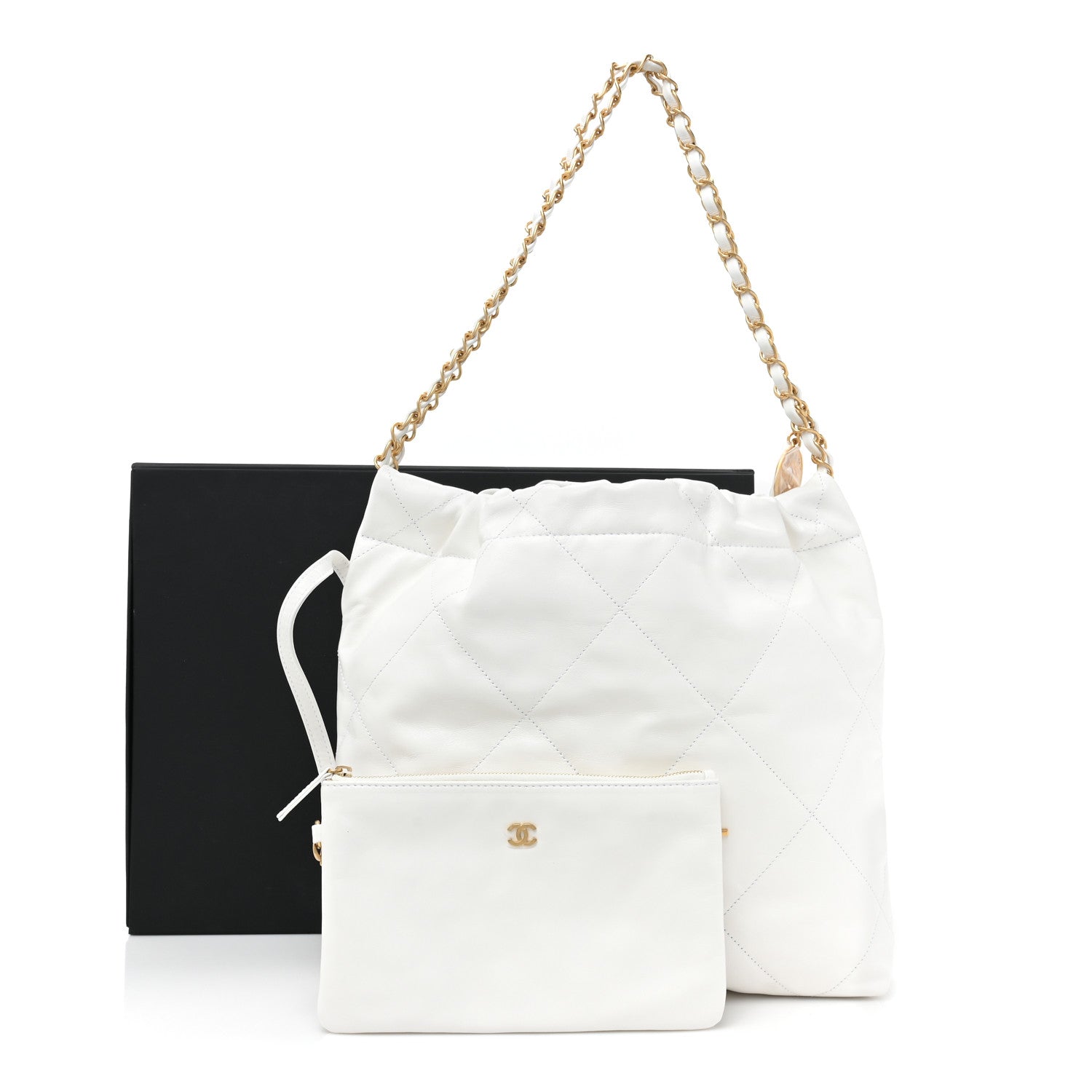 Chanel Shiny Calfskin Quilted Small Chanel 22 White 3 of 12
