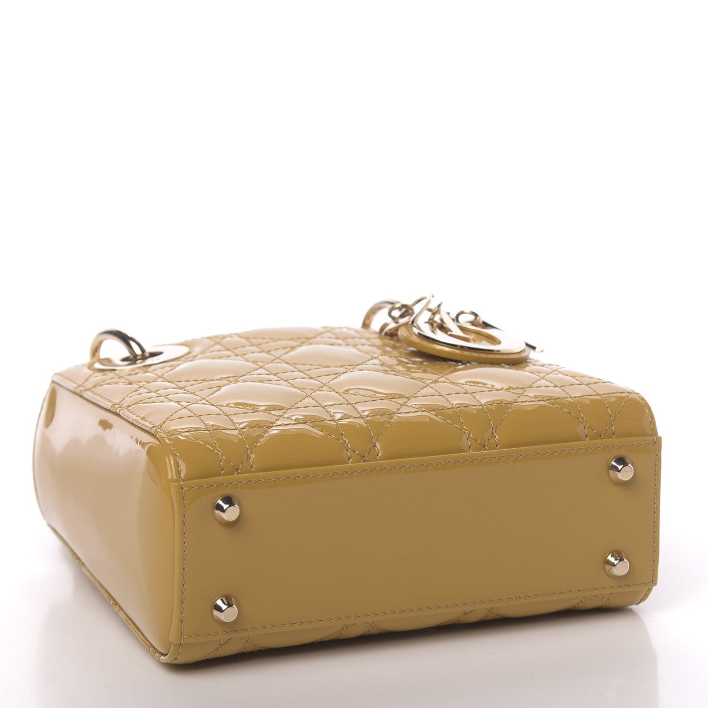 Patent Cannage Mini Lady Dior Yellow