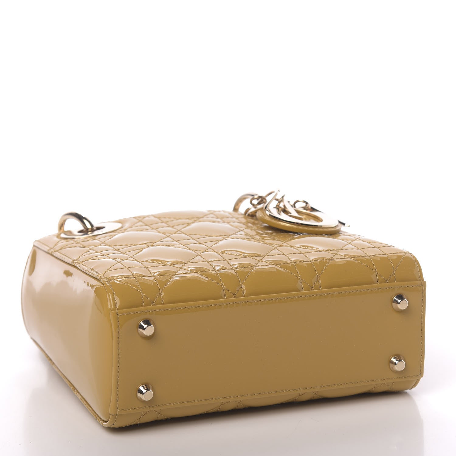 Christian Dior Patent Cannage Mini Lady Dior Yellow 5 of 11