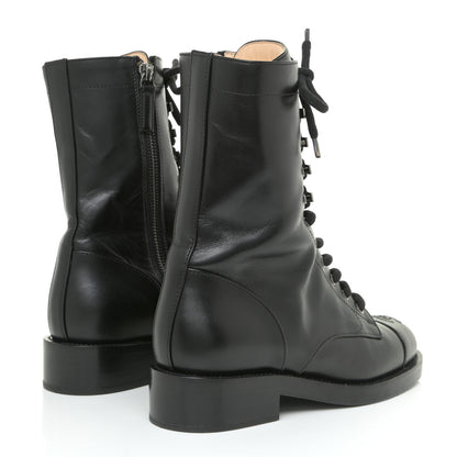 Chanel Calfskin Lace Up Combat Boots 37 Black 5 of 13