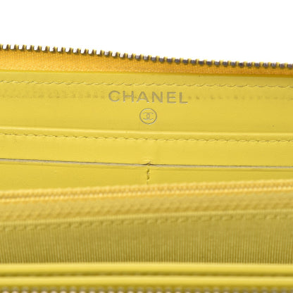 Chanel Patent Calfskin Quilted Large Gusset Zip Around Wallet Yellow 6 of 9