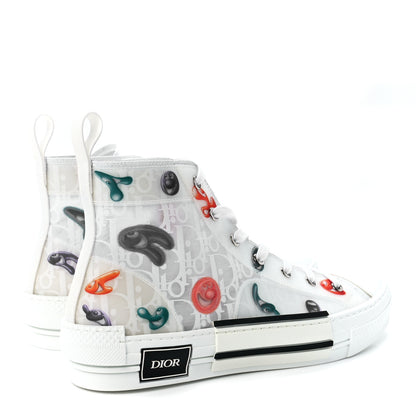 Christian Dior X KENNY SCHARF Technical Canvas Oblique Patch Mens B23 High Top Sneakers 42 White Blue 4 of 10