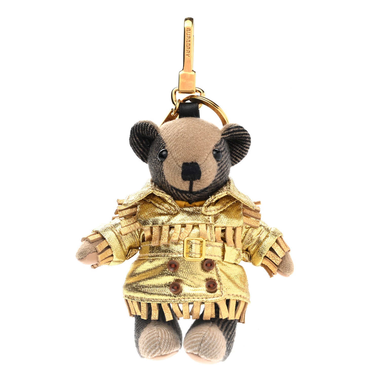 Burberry Thomas Metallic Trench Teddy Bear Keychain Charm Tan 1 of 4