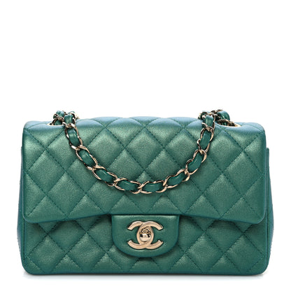 Chanel Iridescent Lambskin Quilted Mini Rectangular Flap Green 1 of 10