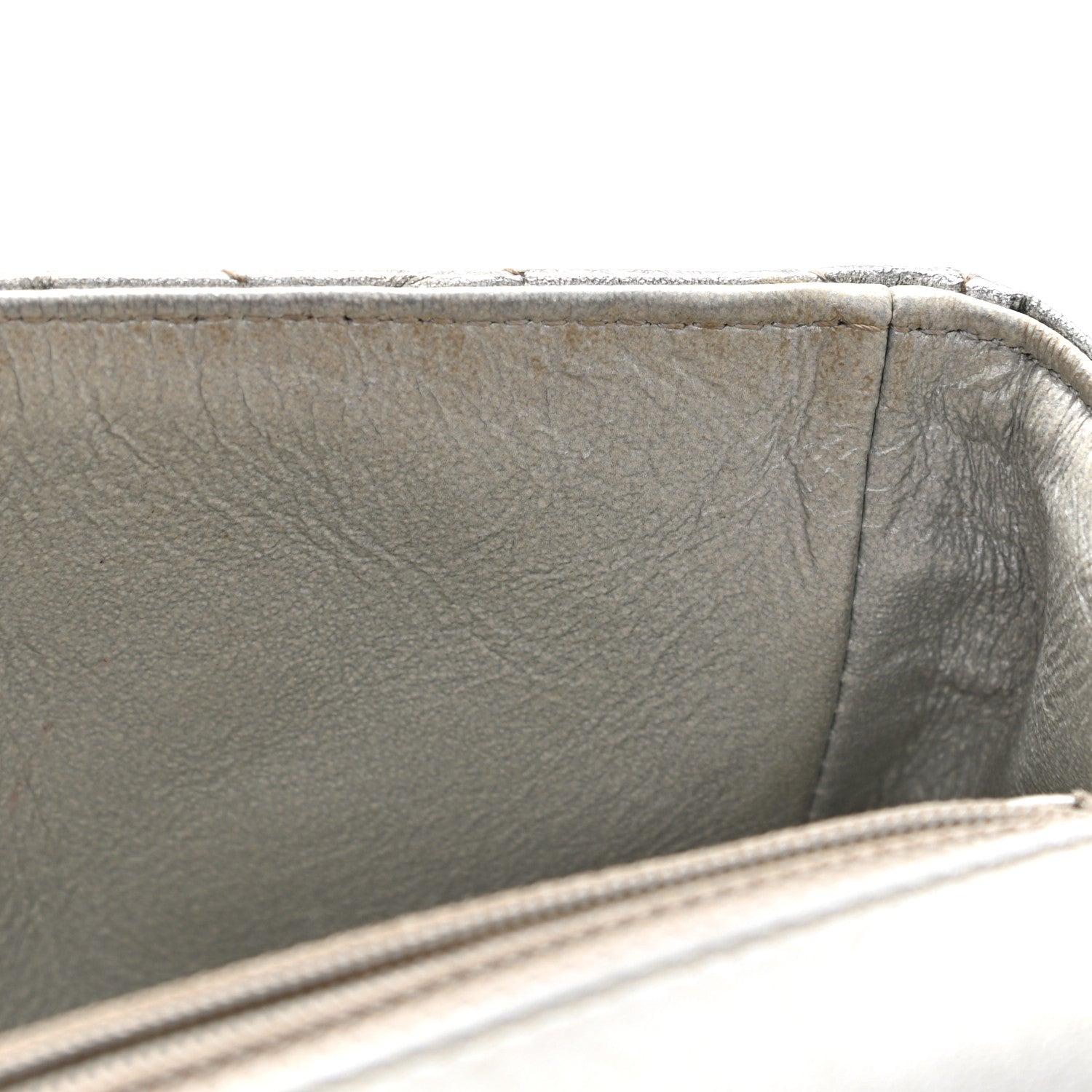 Chanel Patent Metallic Crumpled Calfskin Chevron Quilted Mini Rectangular Flap Silver 10 of 14