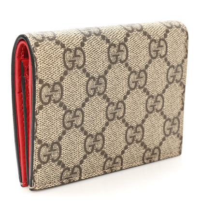 Gucci GG Supreme Monogram Cherry Embellished Card Case Wallet Hibiscus Red 3 of 7