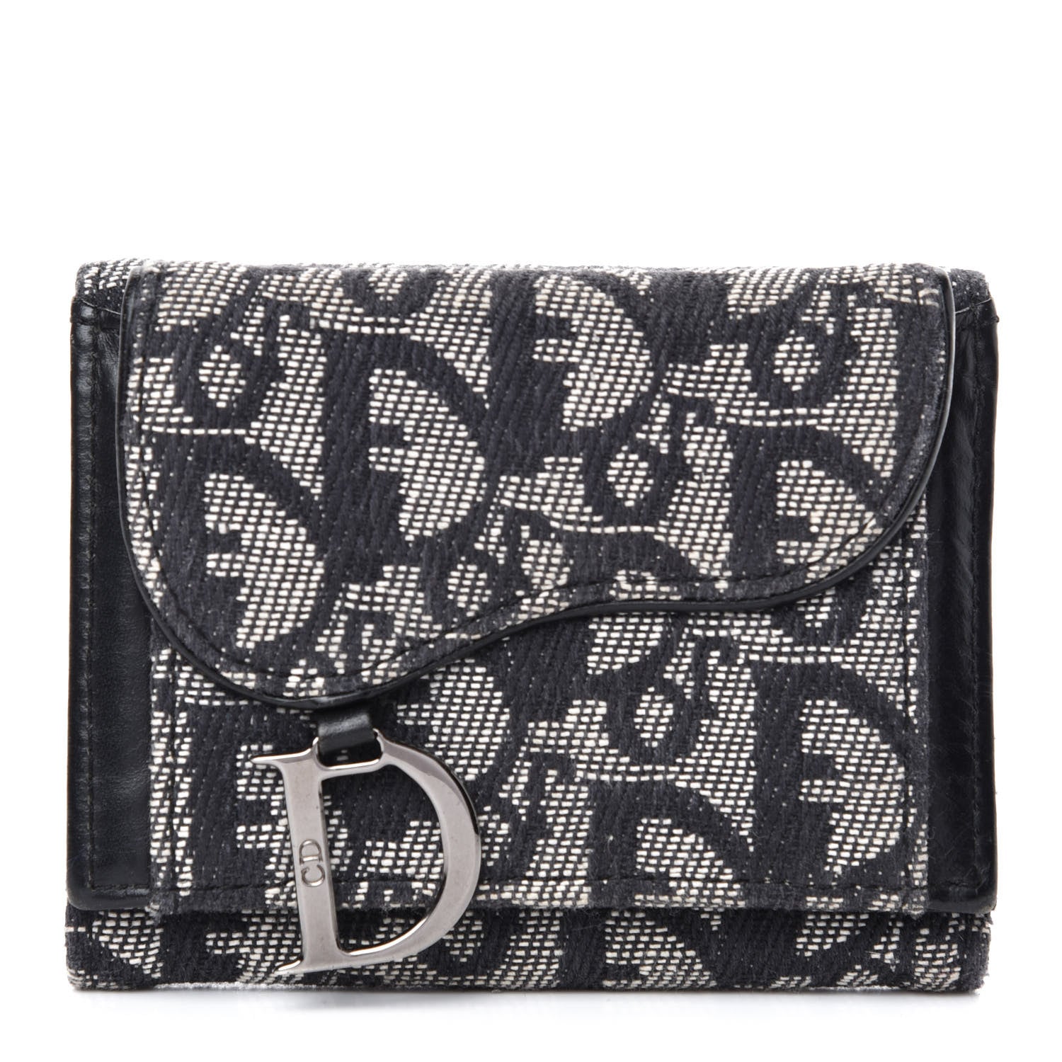 Christian Dior Monogram Compact Saddle Wallet Black 1 of 6