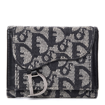 Christian Dior Monogram Compact Saddle Wallet Black 1 of 6